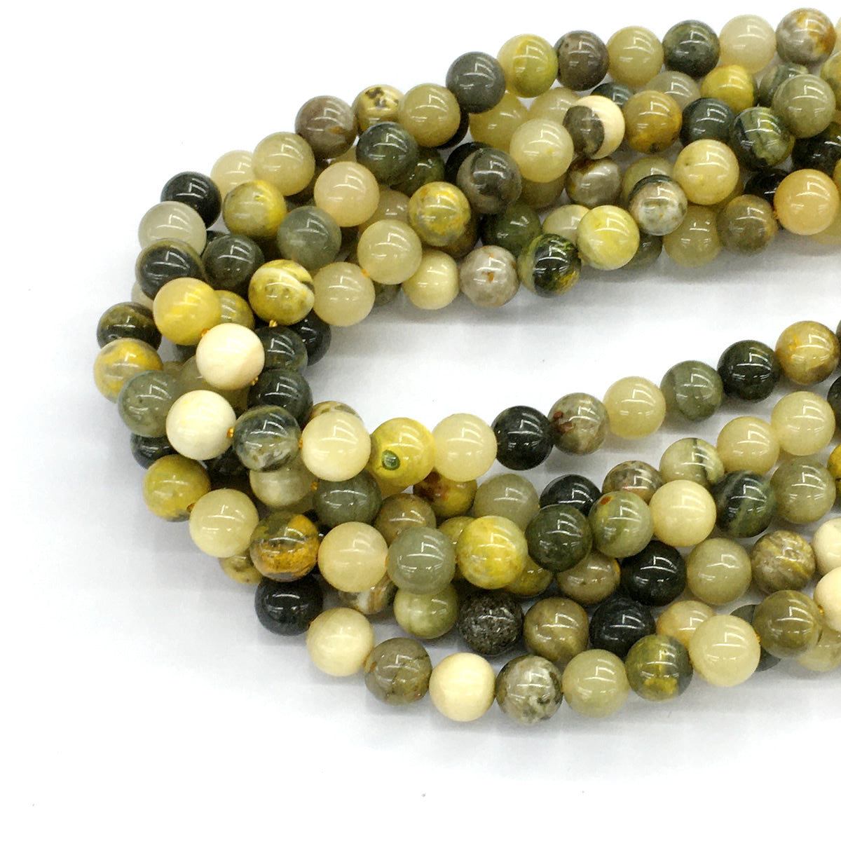 CJP60 Honeybee Jasper Beads Smooth Round 8mm 15.5" Strand