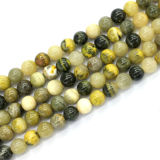 CJP61 Honeybee Jasper Beads Smooth Round 10mm 15.5" Strand