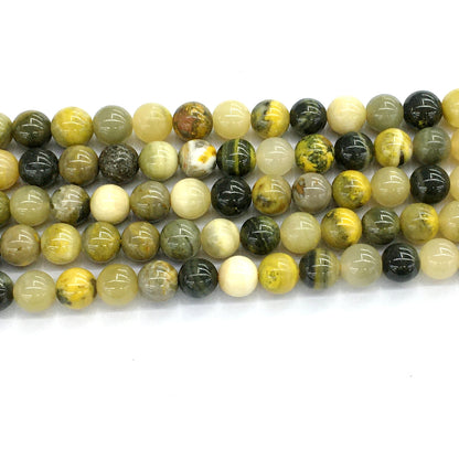 CJP61 Honeybee Jasper Beads Smooth Round 10mm 15.5" Strand