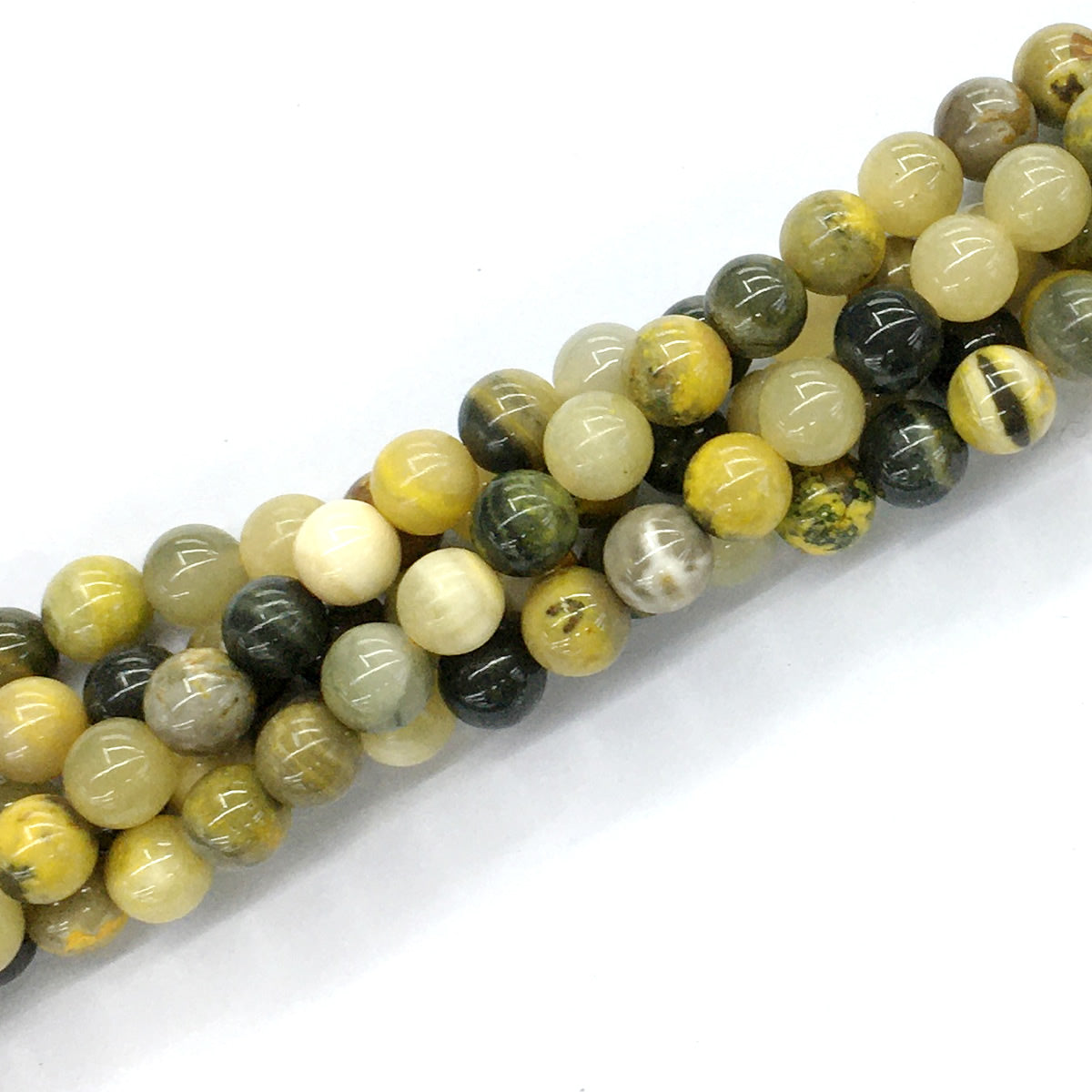 CJP61 Honeybee Jasper Beads Smooth Round 10mm 15.5" Strand