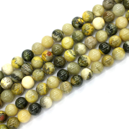 CJP62 Honeybee Jasper Beads Smooth Round 12mm 15.5" Strand