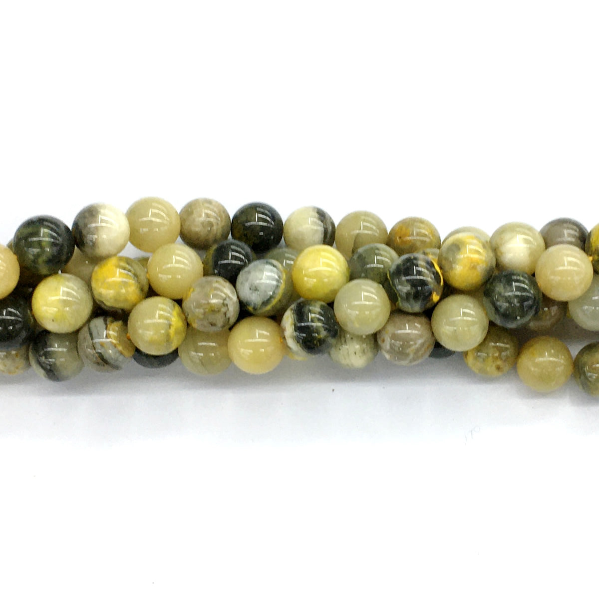 CJP62 Honeybee Jasper Beads Smooth Round 12mm 15.5" Strand