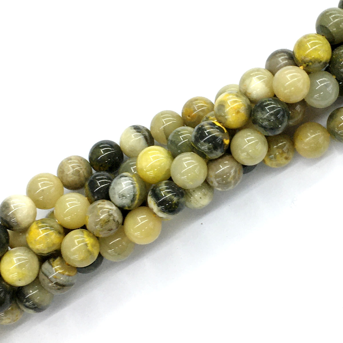 CJP62 Honeybee Jasper Beads Smooth Round 12mm 15.5" Strand