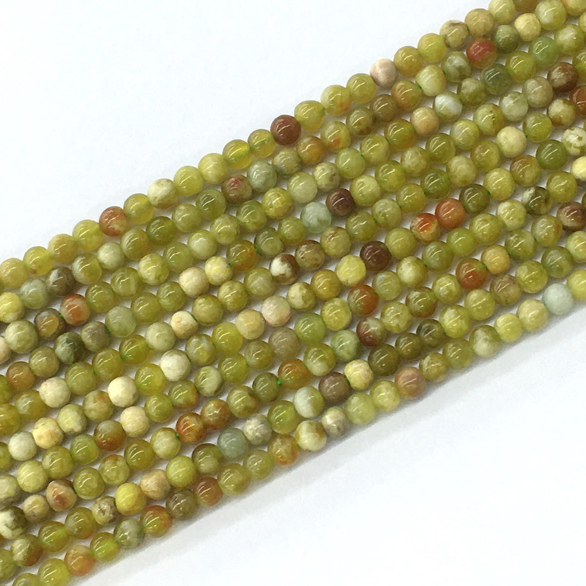 CJP80 Green Serpentine Jasper Beads Smooth Round 4mm 15.5" Strand