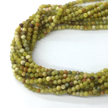 CJP80 Green Serpentine Jasper Beads Smooth Round 4mm 15.5" Strand