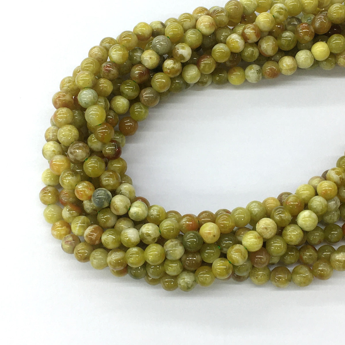 CJP81 Green Serpentine Jasper Beads Smooth Round 6mm 15.5" Strand