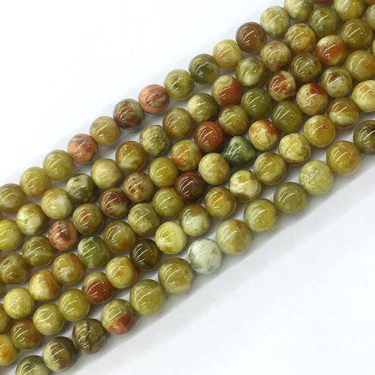 CJP82 Green Serpentine Jasper Beads Smooth Round 8mm 15.5" Strand