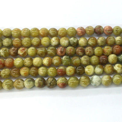 CJP82 Green Serpentine Jasper Beads Smooth Round 8mm 15.5" Strand