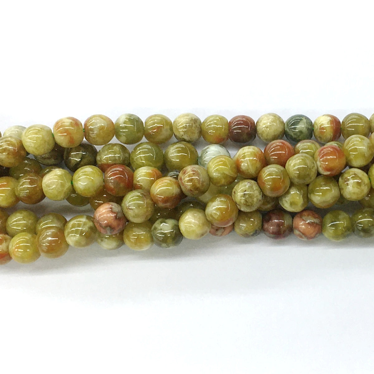 CJP82 Green Serpentine Jasper Beads Smooth Round 8mm 15.5" Strand