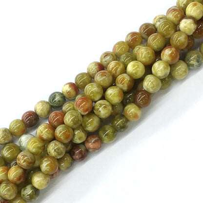 CJP82 Green Serpentine Jasper Beads Smooth Round 8mm 15.5" Strand