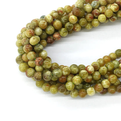 CJP82 Green Serpentine Jasper Beads Smooth Round 8mm 15.5" Strand