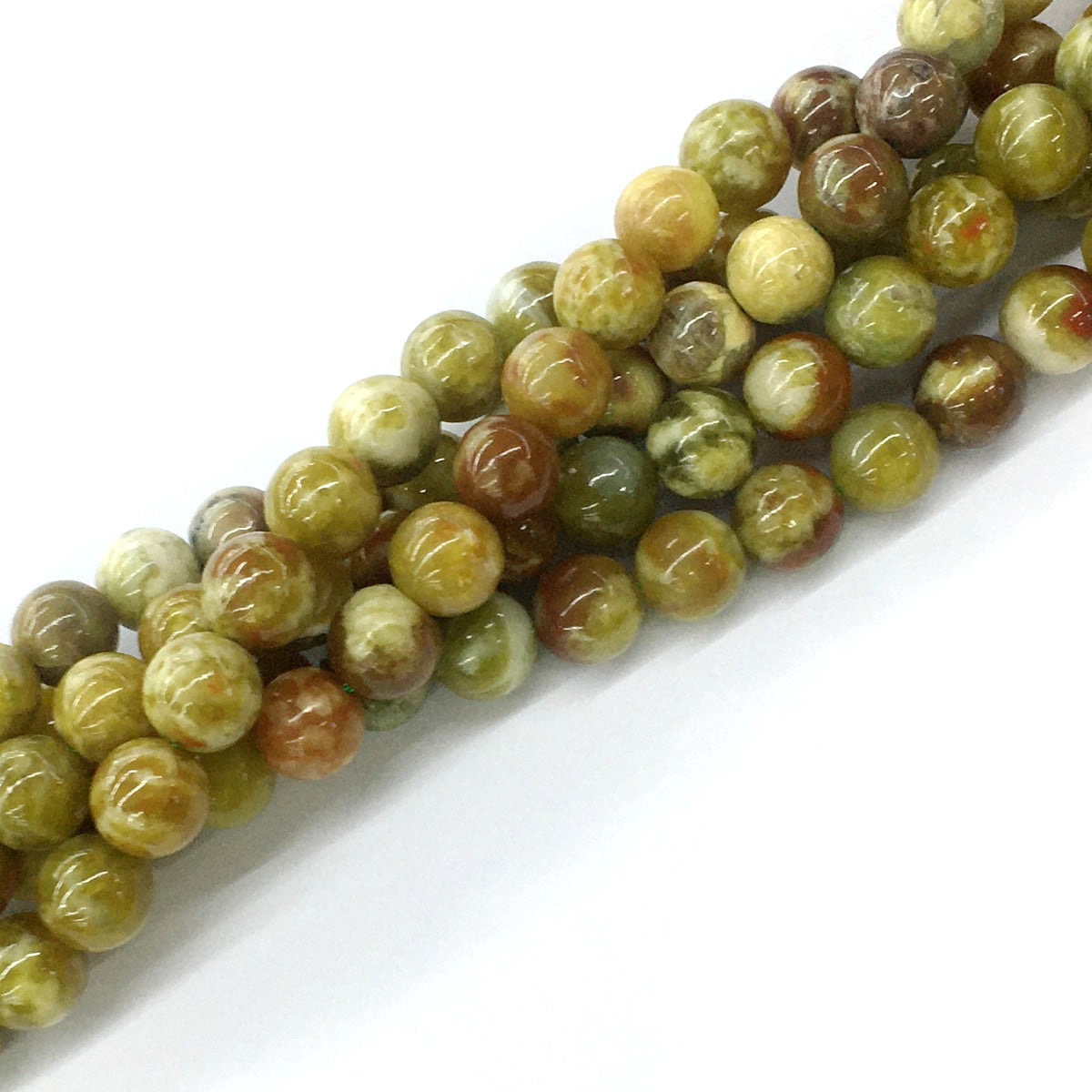 CJP83 Green Serpentine Jasper Beads Smooth Round 10mm 15.5" Strand