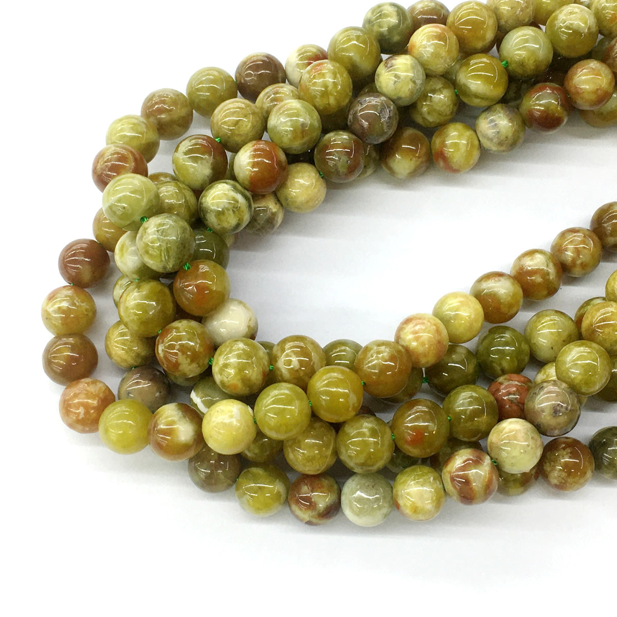 CJP83 Green Serpentine Jasper Beads Smooth Round 10mm 15.5" Strand