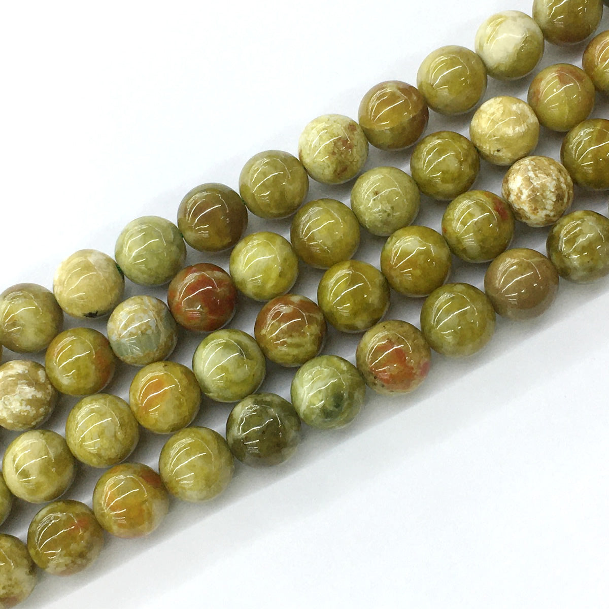 CJP84 Green Serpentine Jasper Beads Smooth Round 12mm 15.5" Strand