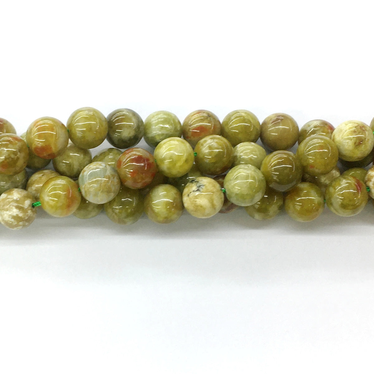 CJP84 Green Serpentine Jasper Beads Smooth Round 12mm 15.5" Strand