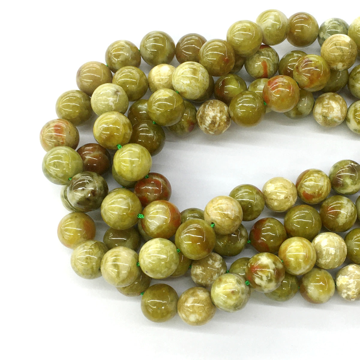 CJP84 Green Serpentine Jasper Beads Smooth Round 12mm 15.5" Strand