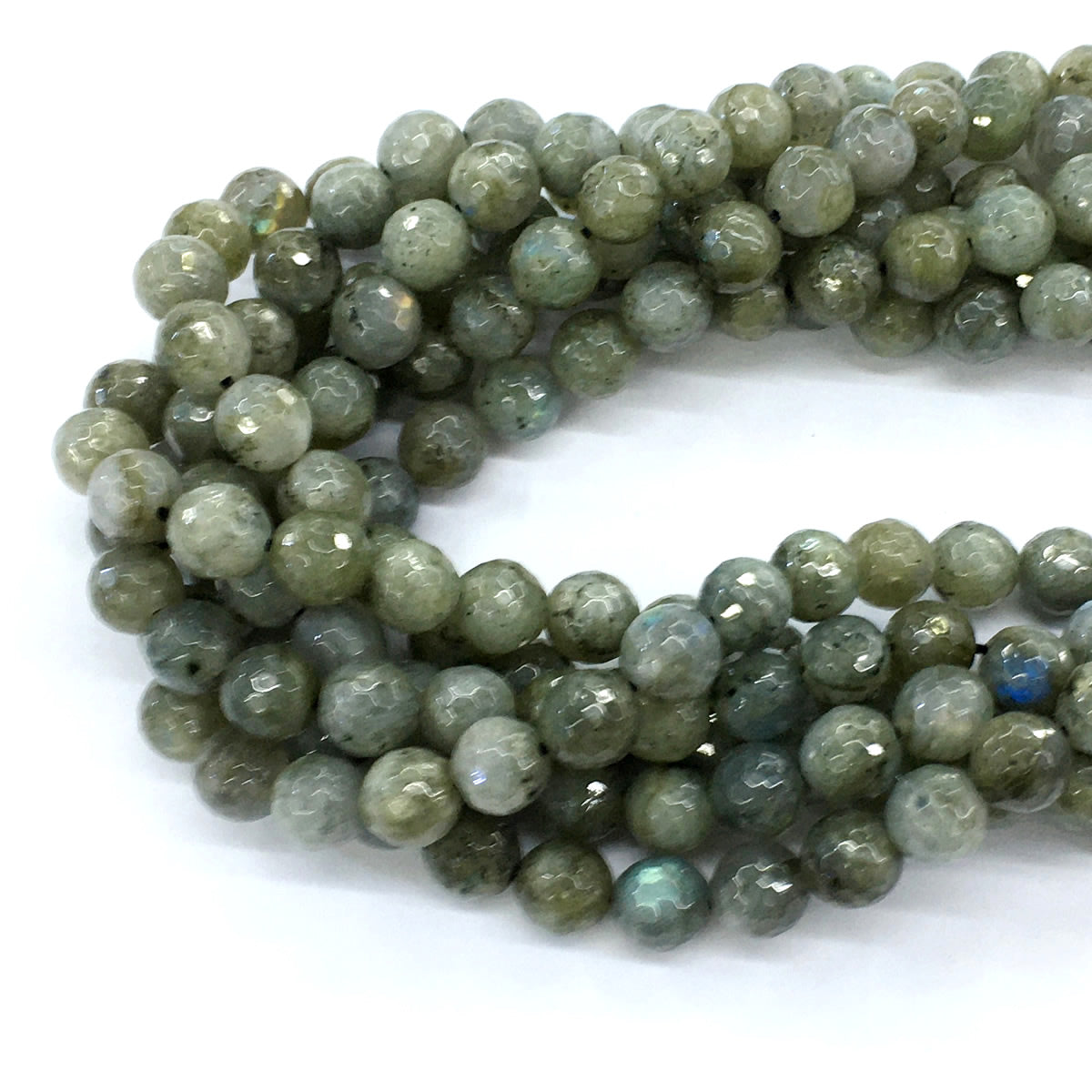 CLB17 Labradorite Gemstone Beads Faceted Round 8mm 15.5" Strand