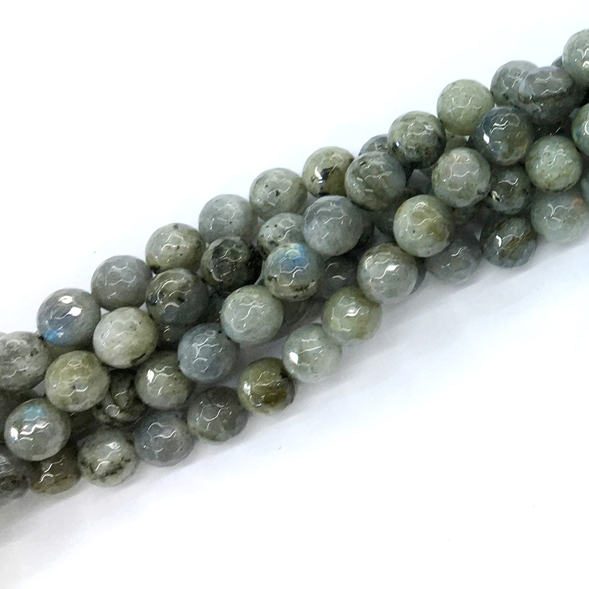 CLB18 Labradorite Gemstone Beads Faceted Round 10mm 15.5" Strand