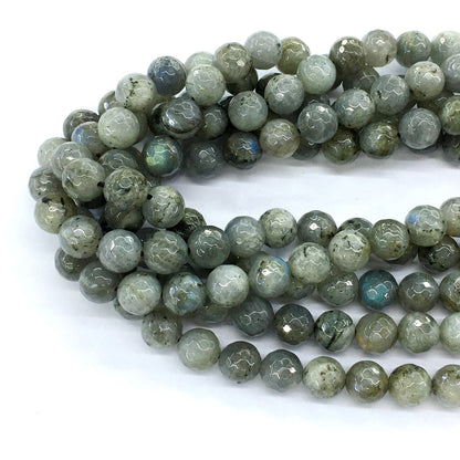 CLB18 Labradorite Gemstone Beads Faceted Round 10mm 15.5" Strand