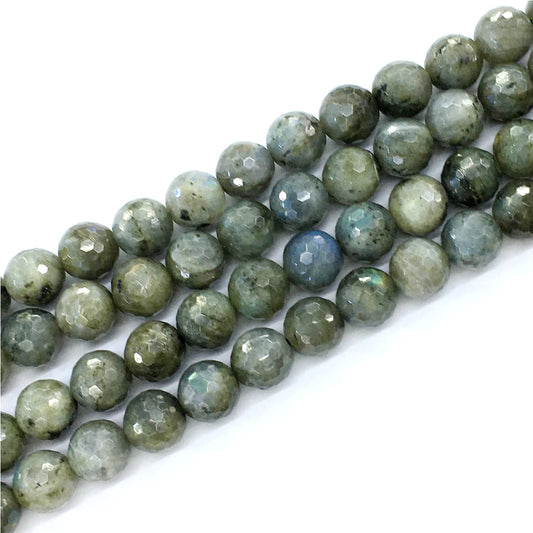 CLB19 Labradorite Gemstone Beads Faceted Round 12mm 15.5" Strand