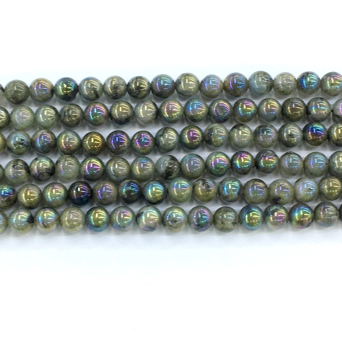 CLB25 Labradorite Beads AB-Color Electroplated Smooth Round 8mm 15.5" Strand