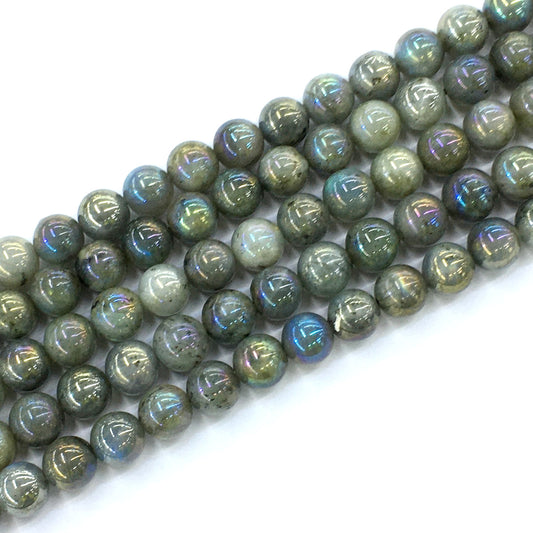 CLB26 Labradorite Beads AB-Color Electroplated Smooth Round 10mm 15.5" Strand