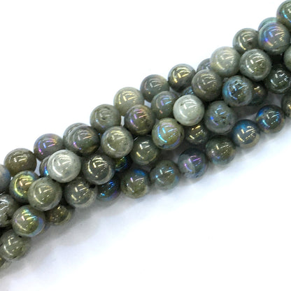 CLB26 Labradorite Beads AB-Color Electroplated Smooth Round 10mm 15.5" Strand