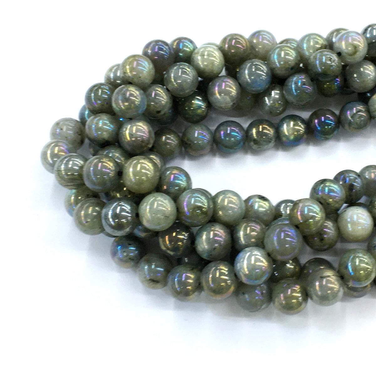 CLB26 Labradorite Beads AB-Color Electroplated Smooth Round 10mm 15.5" Strand