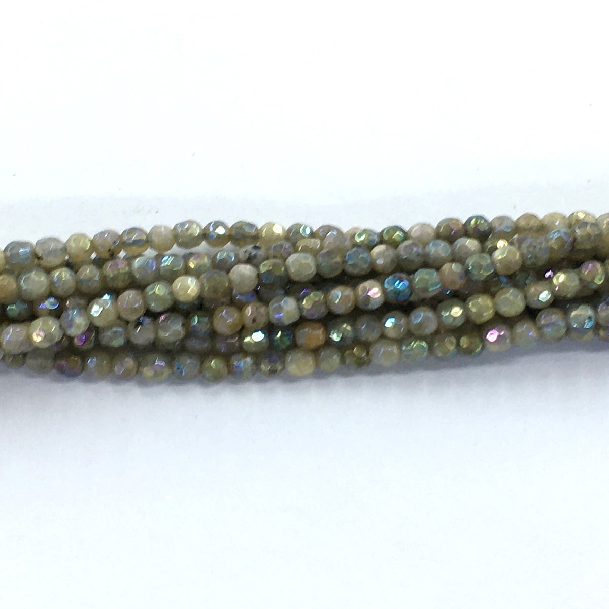 CLB30 Labradorite Beads AB-Color Electroplated Faceted Round 4mm 15.5" Strand