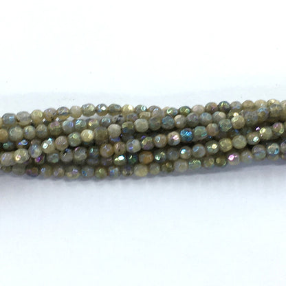 CLB30 Labradorite Beads AB-Color Electroplated Faceted Round 4mm 15.5" Strand