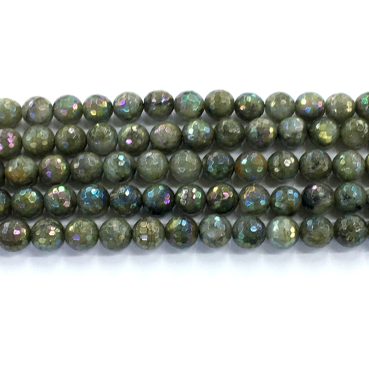 CLB33 Labradorite Beads AB-Color Electroplated Faceted Round 10mm 15.5" Strand