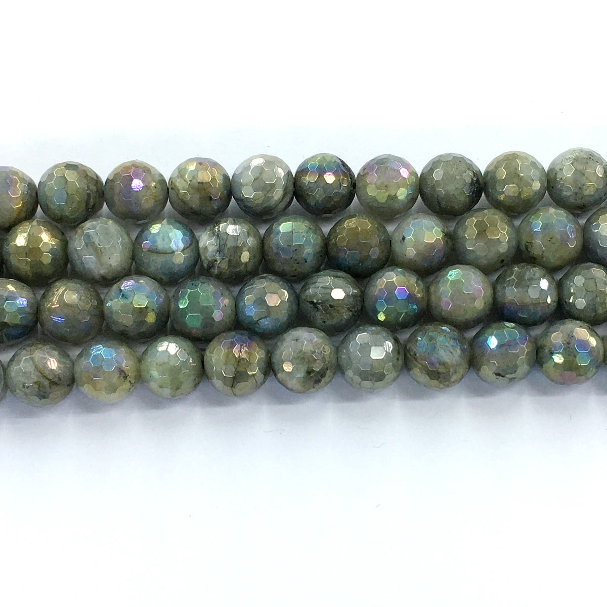 CLB35 Labradorite Beads AB-Color Electroplated Faceted Round 14mm 15.5" Strand