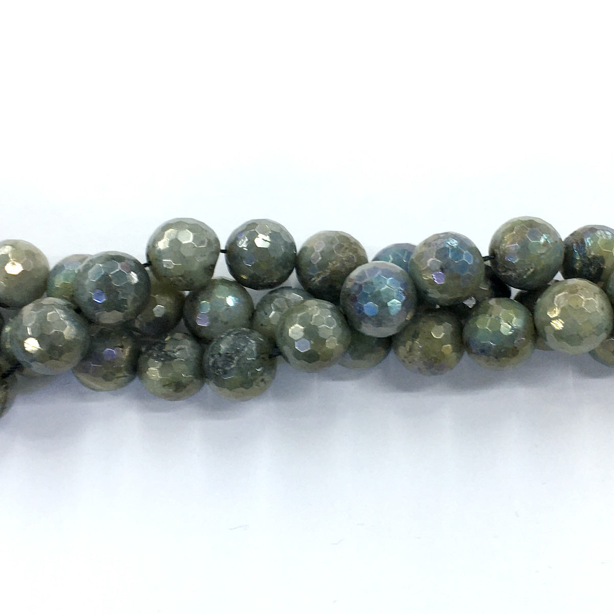 CLB35 Labradorite Beads AB-Color Electroplated Faceted Round 14mm 15.5" Strand