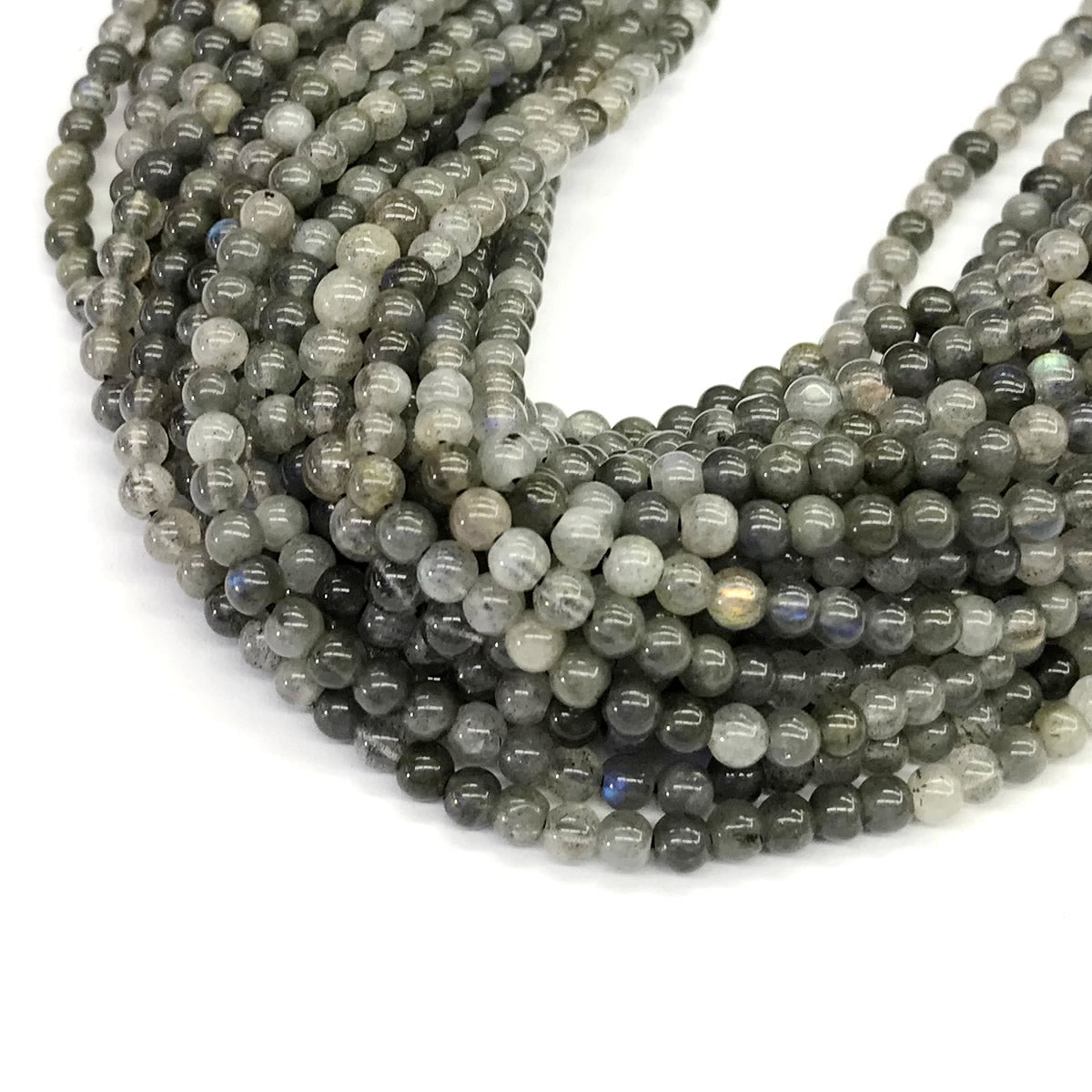 CLB40 Labradorite Gemstone Beads Smooth Round 4mm 15.5" Strand