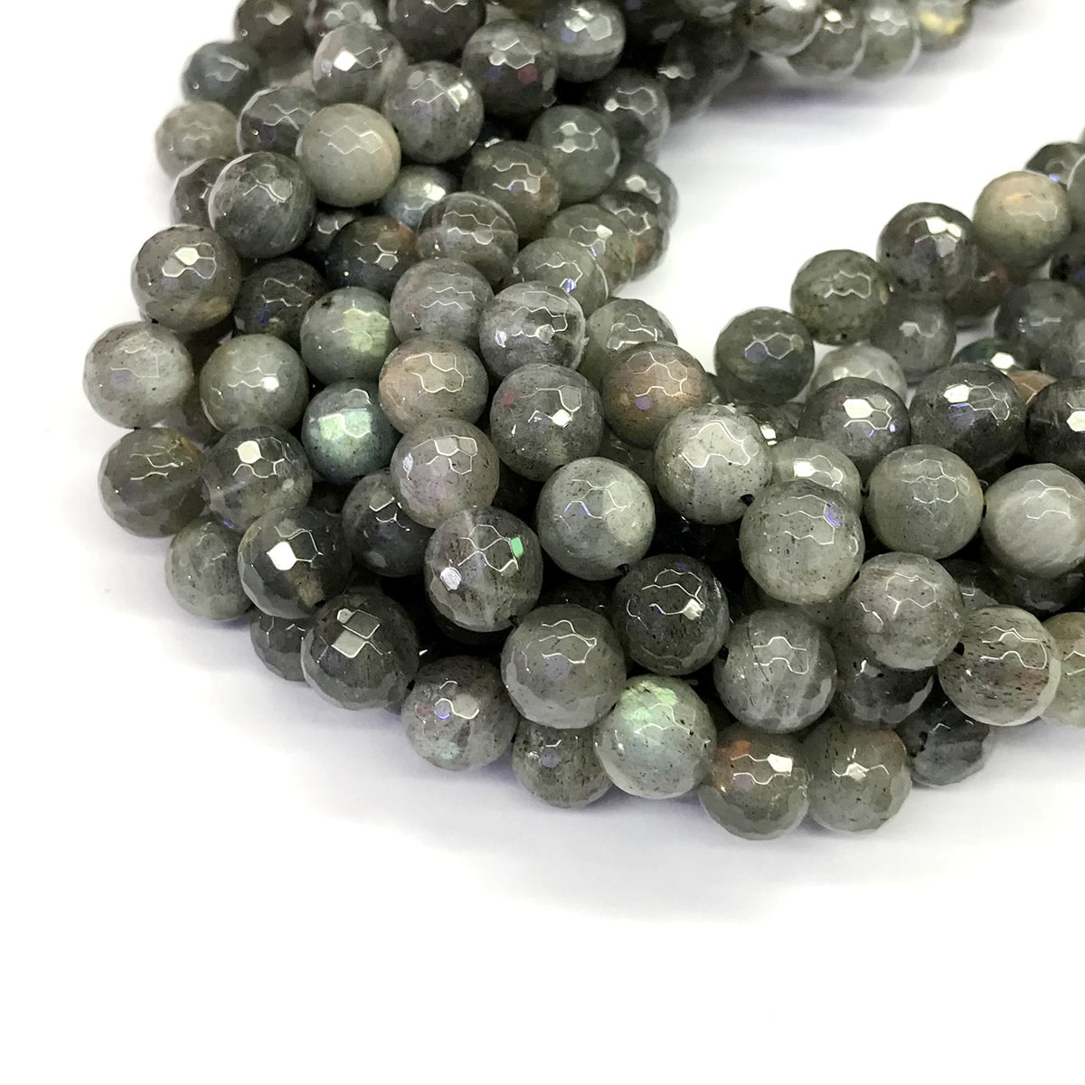 CLB51 Labradorite Gemstone Beads Faceted Round 10mm 15.5" Strand