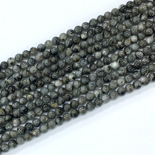 CLB55 Black Labradorite Beads Smooth Round 4mm 15.5" Strand