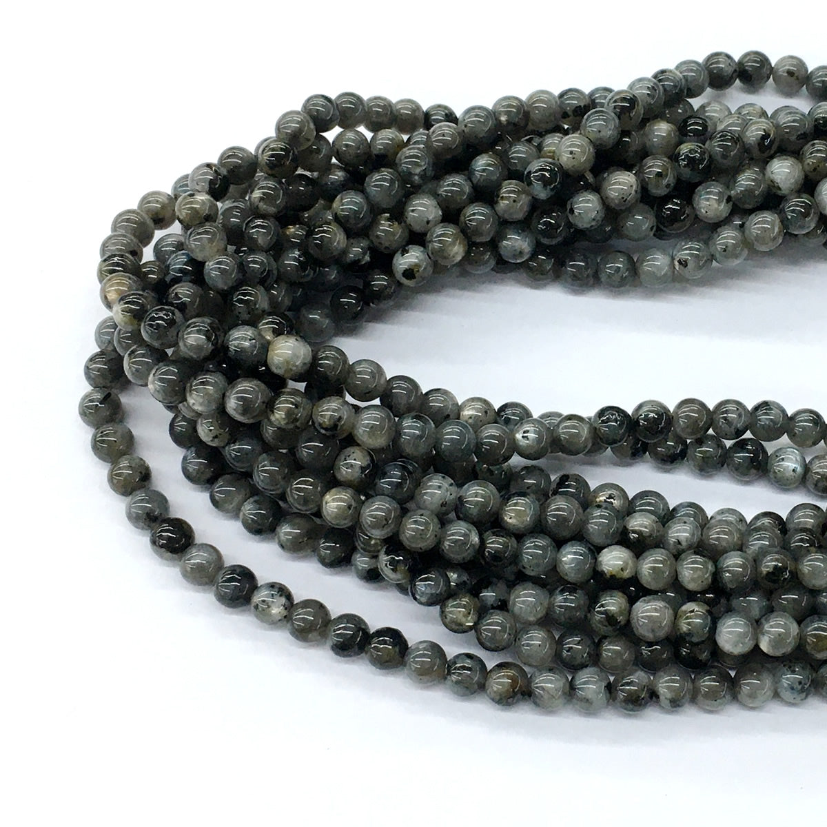 CLB55 Black Labradorite Beads Smooth Round 4mm 15.5" Strand