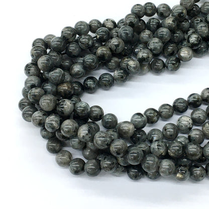 CLB57 Black Labradorite Beads Smooth Round 8mm 15.5" Strand