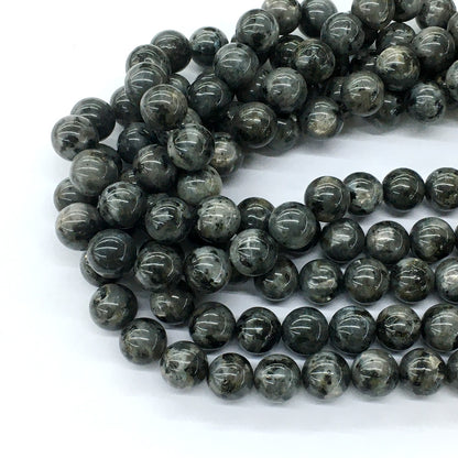 CLB58 Black Labradorite Beads Smooth Round 10mm 15.5" Strand