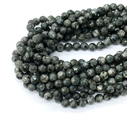 CLB65 Black Labradorite Beads Faceted Round 6mm 15.5" Strand