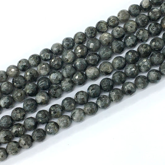 CLB66 Black Labradorite Beads Faceted Round 8mm 15.5" Strand