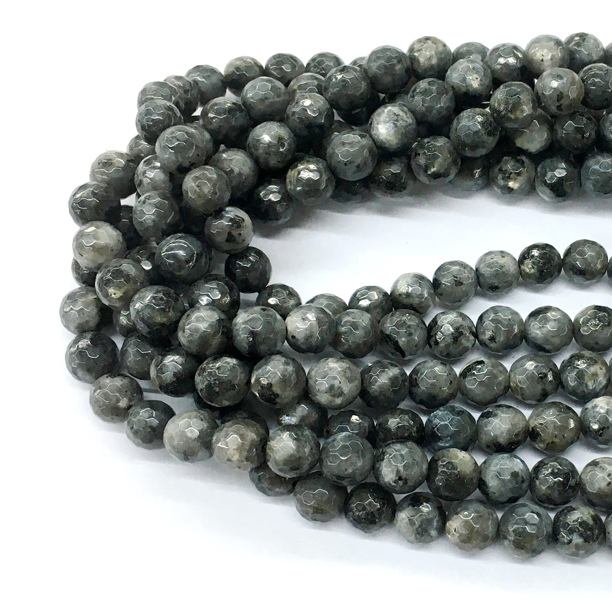 CLB66 Black Labradorite Beads Faceted Round 8mm 15.5" Strand