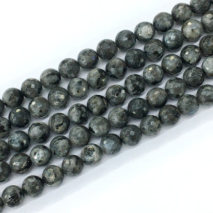 CLB67 Black Labradorite Beads Faceted Round 10mm 15.5" Strand