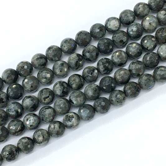 CLB67 Black Labradorite Beads Faceted Round 10mm 15.5" Strand