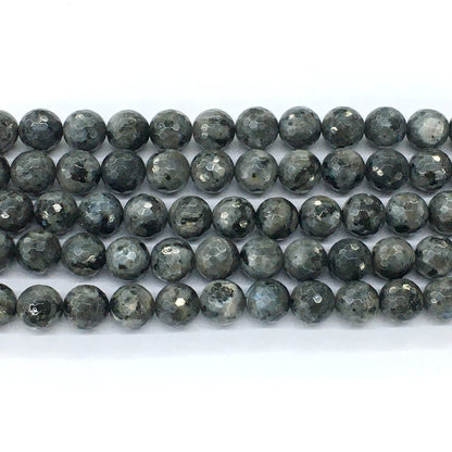 CLB67 Black Labradorite Beads Faceted Round 10mm 15.5" Strand