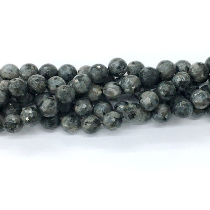 CLB67 Black Labradorite Beads Faceted Round 10mm 15.5" Strand