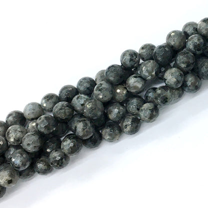 CLB67 Black Labradorite Beads Faceted Round 10mm 15.5" Strand