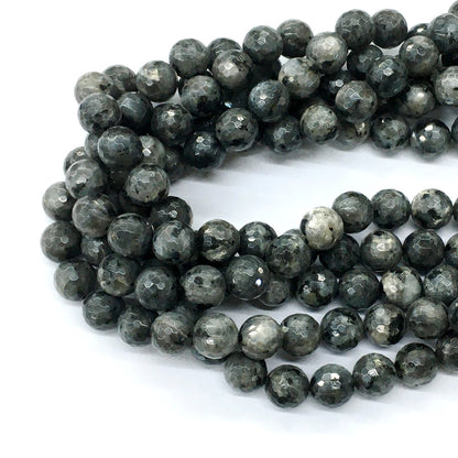 CLB67 Black Labradorite Beads Faceted Round 10mm 15.5" Strand