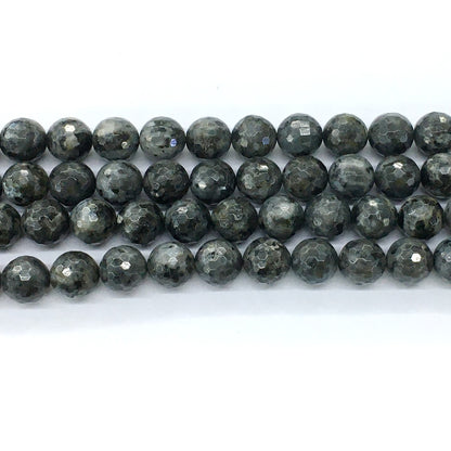 CLB68 Black Labradorite Beads Faceted Round 12mm 15.5" Strand