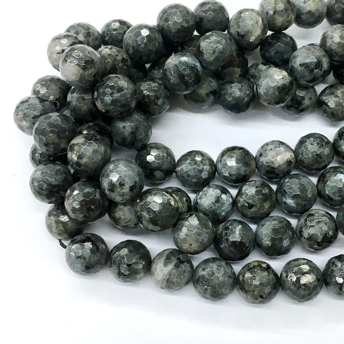 CLB68 Black Labradorite Beads Faceted Round 12mm 15.5" Strand